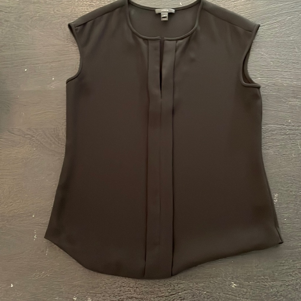 J Crew Black V Neck with Button Blouse